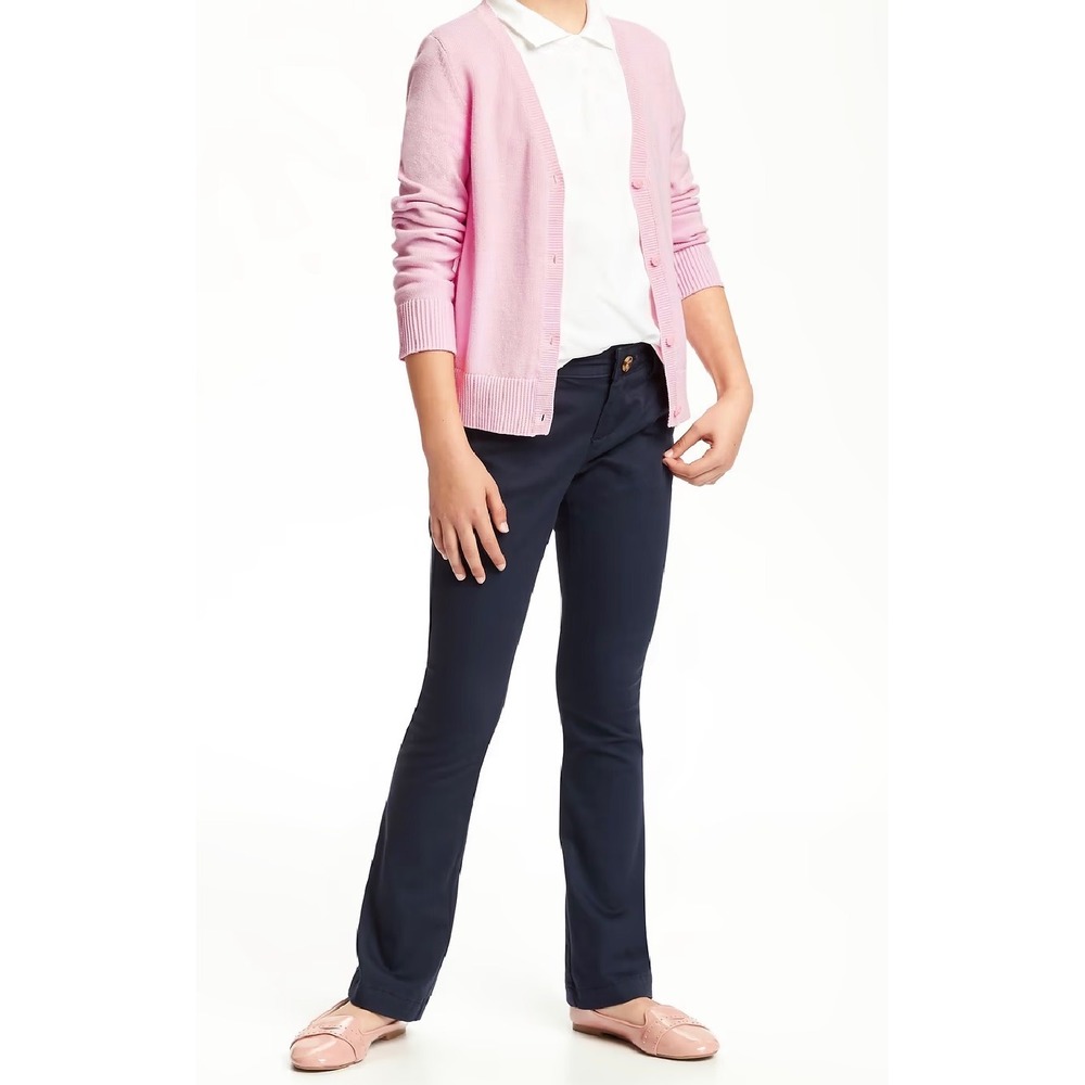 NEW Old Navy Girls Size 10 Slim School Uniform Bootcut Pants Navy Blue Chino